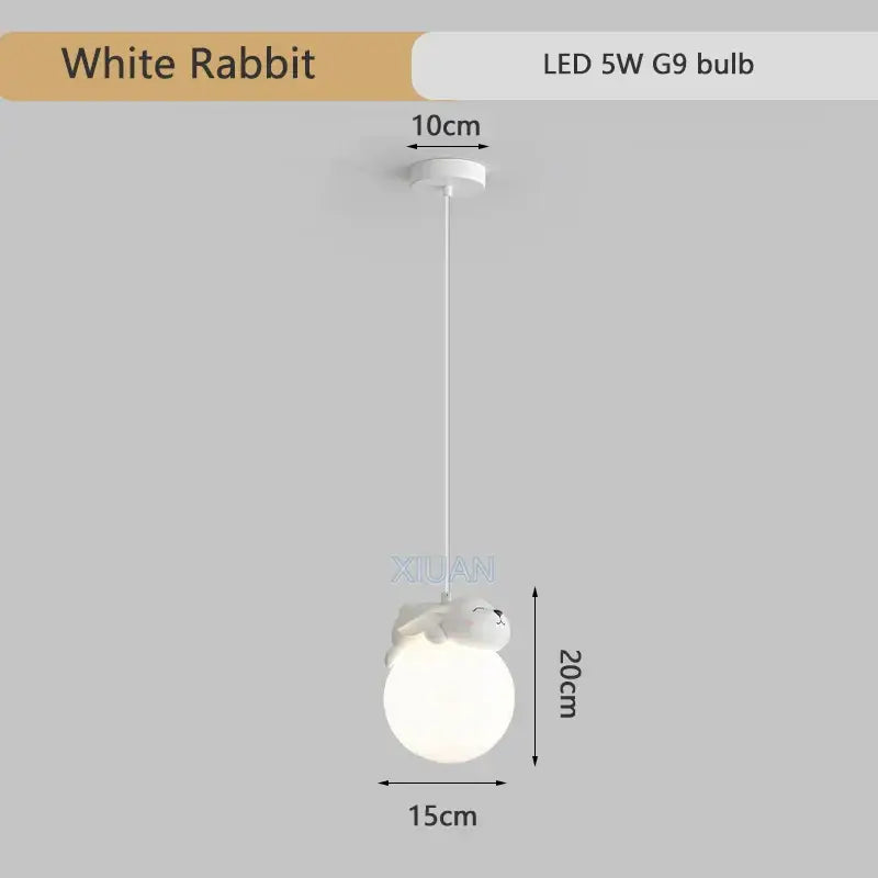 Gray animal resin pendant lamps for children's bedroom