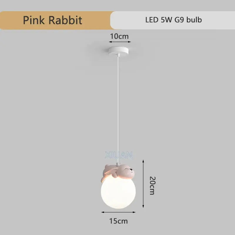 Gray animal resin pendant lamps for children's bedroom