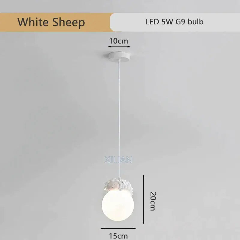 Gray animal resin pendant lamps for children's bedroom