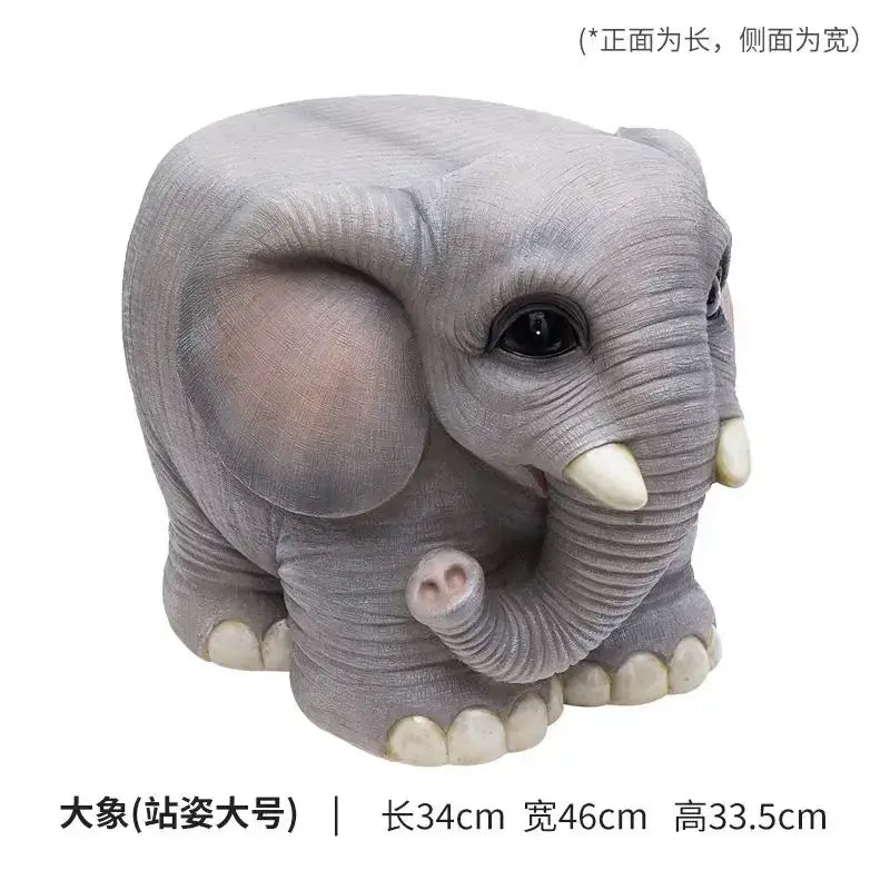Gray elephant resin sculpture footstool seat living room decor