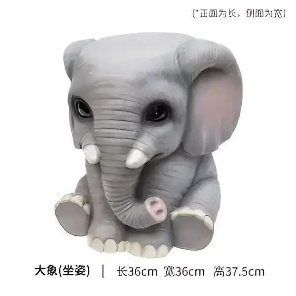 Gray elephant resin sculpture footstool seat living room decor