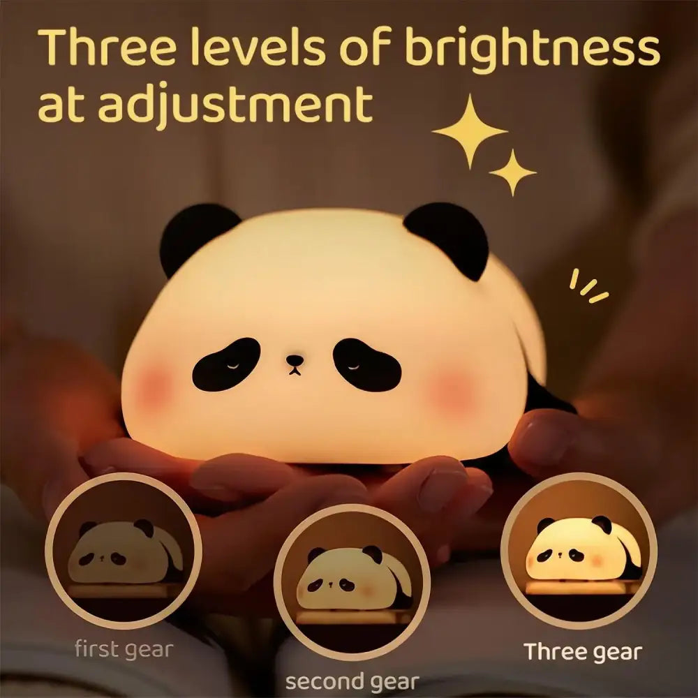 Cute panda silicone night light bedroom animal bedside lamp