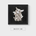 Modern 3d white and black animal wall decor frame set bedroom art