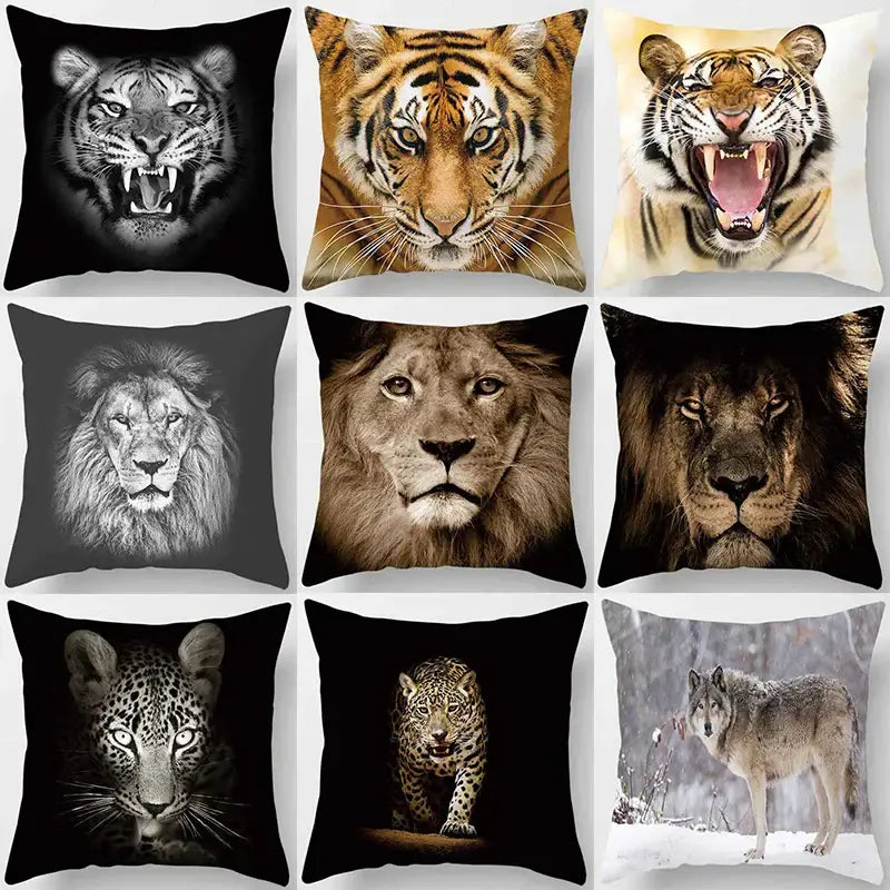 Decorbites animals world tiger lion pillow case living room set