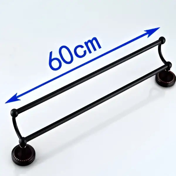 Antique black brass double towel bar bathroom rack