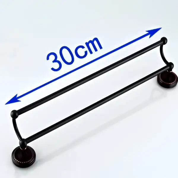 Antique black brass double towel bar bathroom rack