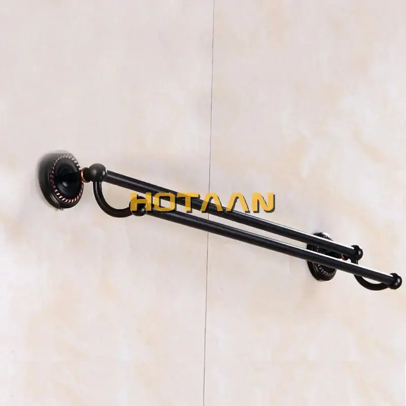 Antique black brass double towel bar bathroom rack