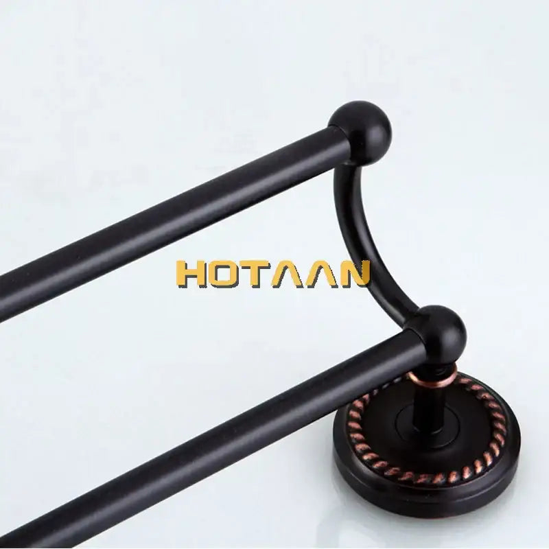 Antique black brass double towel bar bathroom rack