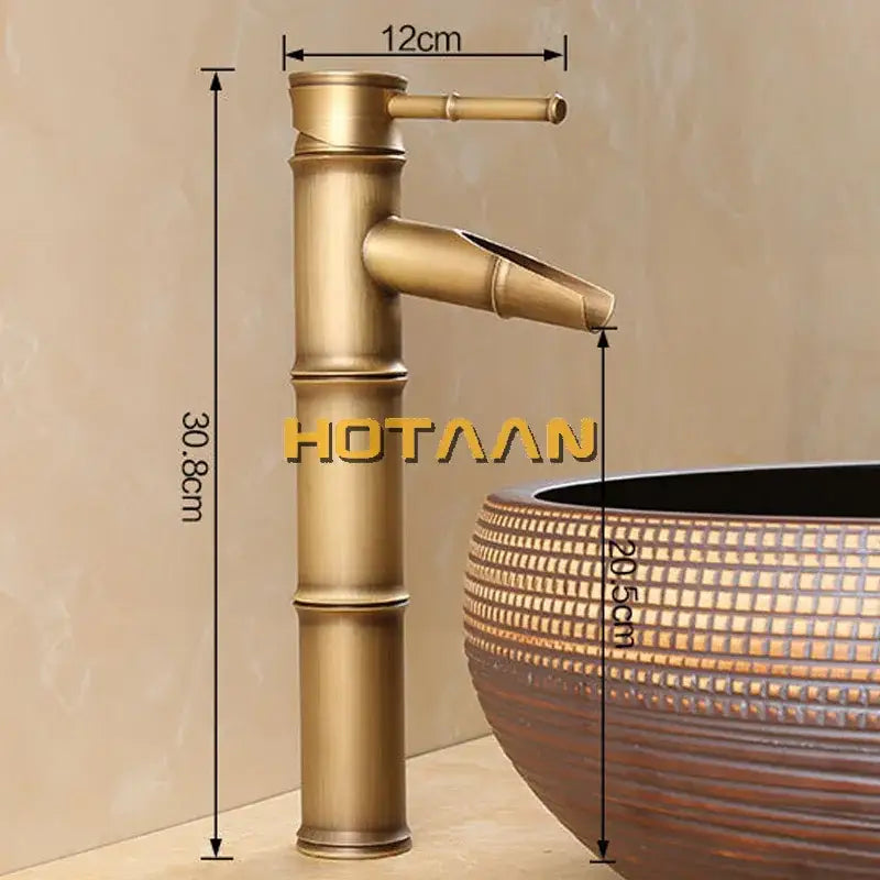 Antique brass bamboo basin faucet – bathroom waterfall tap