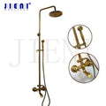 Vintage antique brass shower set with handheld spray bathroom faucet