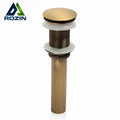 Antique brass bathroom sink drain wood & white ceramic stopper