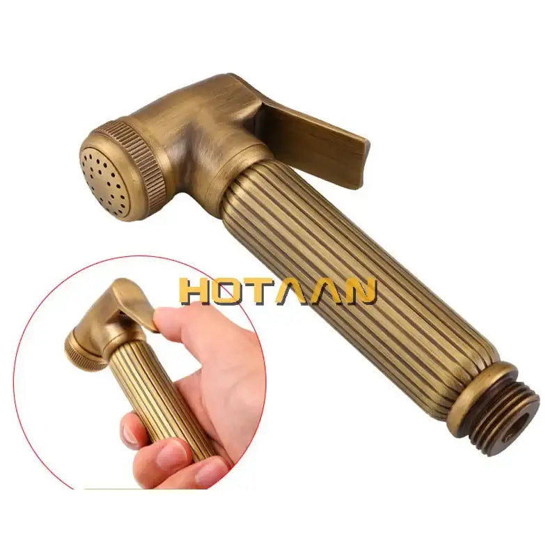 Antique brass bidet faucet bathroom ribbed handheld sprayer