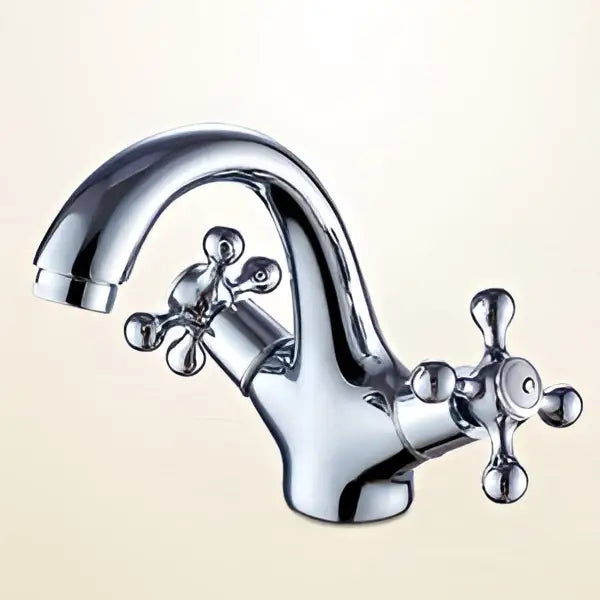 Classic chrome basin mixer tap bathroom cross handle faucet