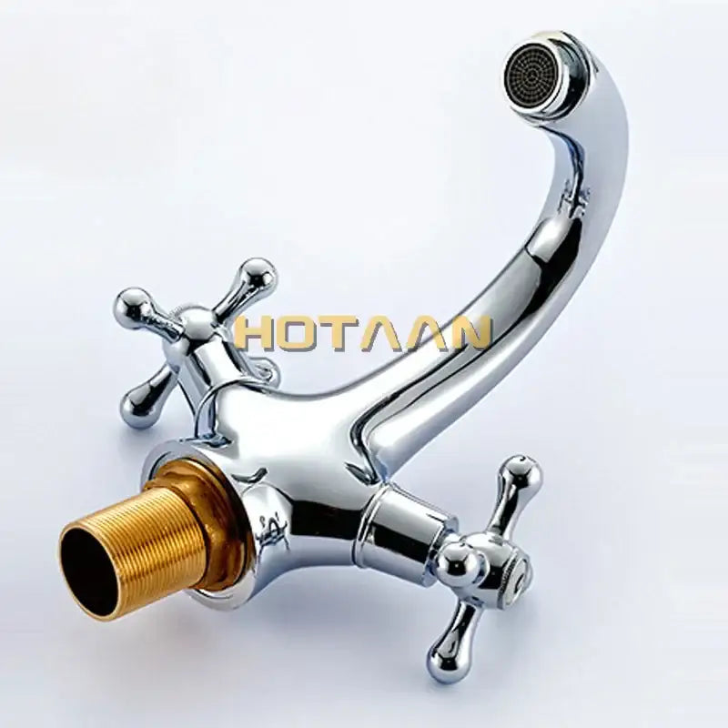 Classic chrome basin mixer tap bathroom cross handle faucet