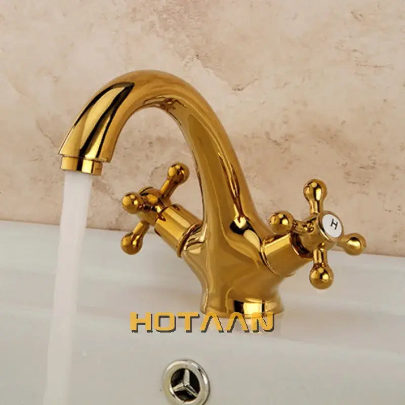 Classic chrome basin mixer tap bathroom cross handle faucet