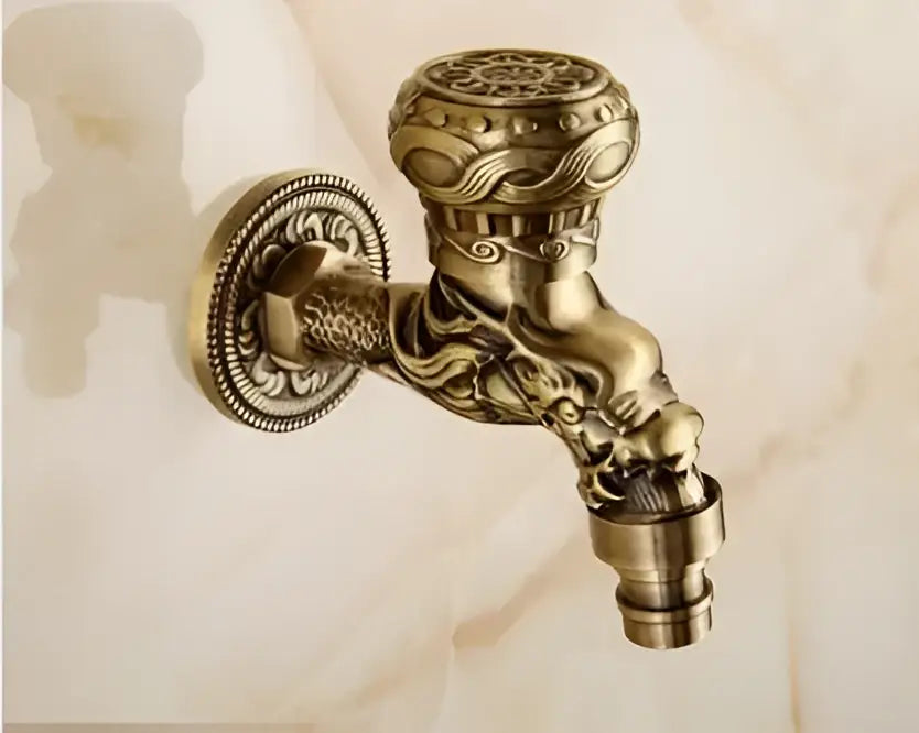 Antique brass dragon outdoor washing machine faucet garden tap