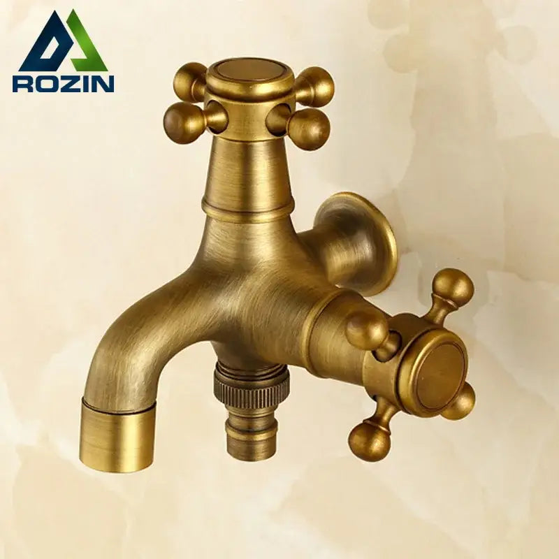 Antique brass dual cross handles faucet laundry room mop pool tap