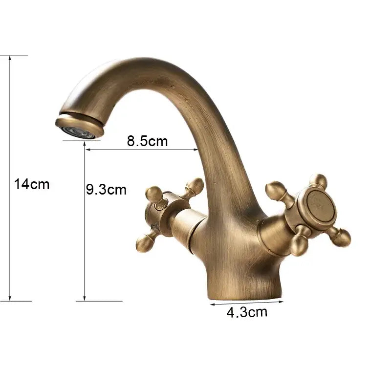 Antique brass dual handle basin faucet bathroom mixer tap