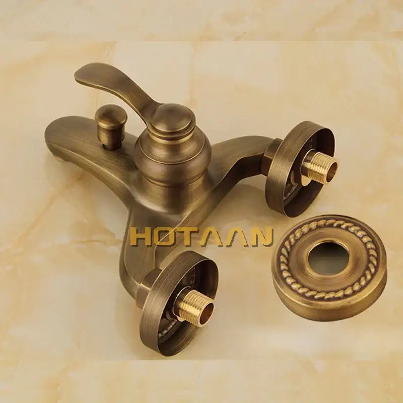 Antique brass ornate hand held shower head kit for bathroom
