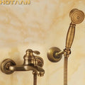 Antique brass ornate hand held shower head kit for bathroom