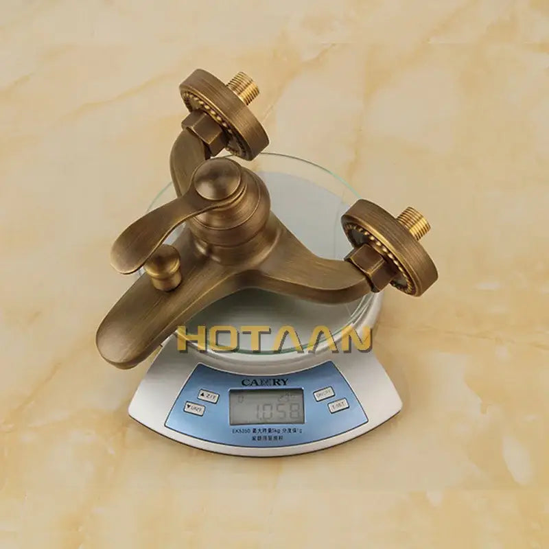 Antique brass ornate hand held shower head kit for bathroom
