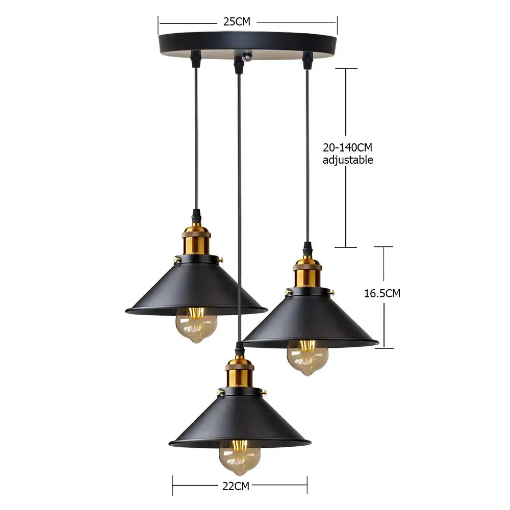 Industrial black & antique brass kitchen pendant light