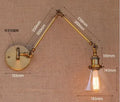 Antique brass swing arm wall lamp bedroom glass globe sconce