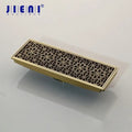 Antique brass floral rectangle floor drain strainer bathroom decor
