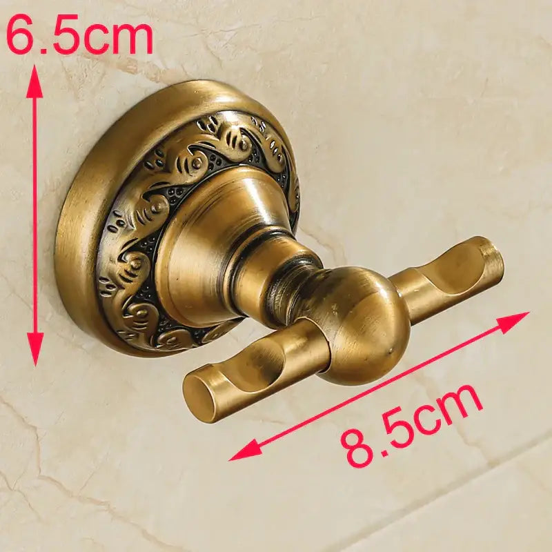 Ornate antique brass robe hook – bathroom double towel hook