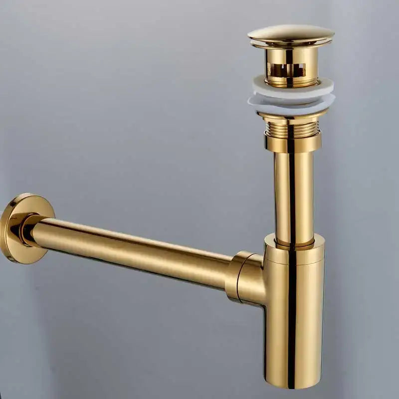 Modern matte black brass round siphon p-trap bathroom vanity drain