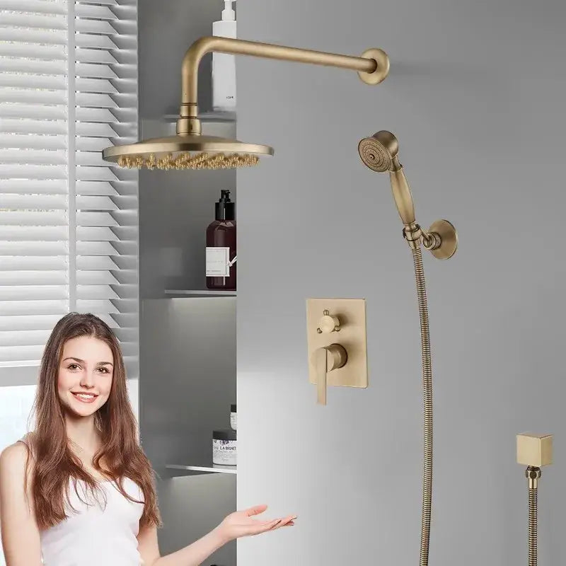 Antique brass shower faucet set with handheld spray – bathroom kit