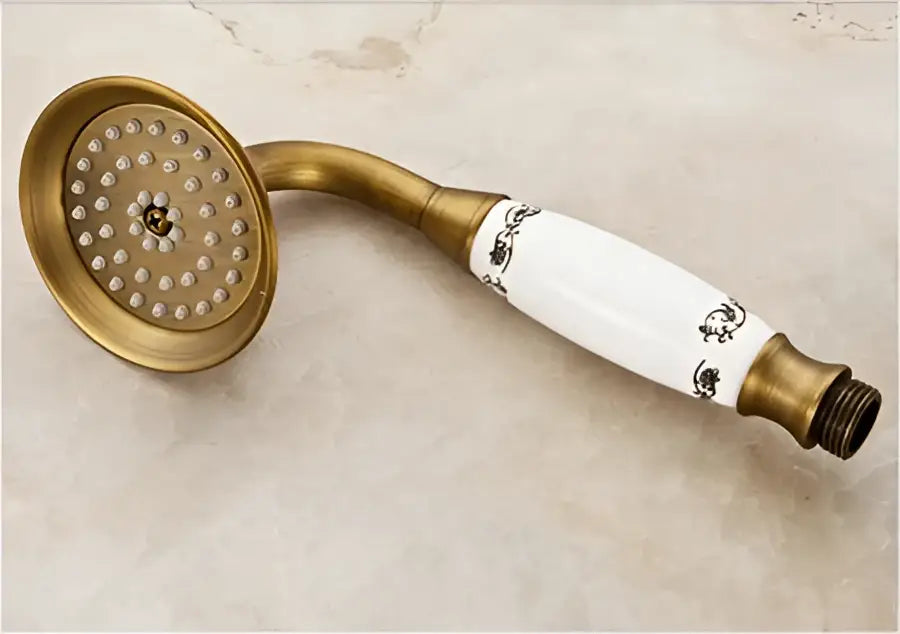 Antique brass shower faucet set with handheld sprayer bathroom rainhead