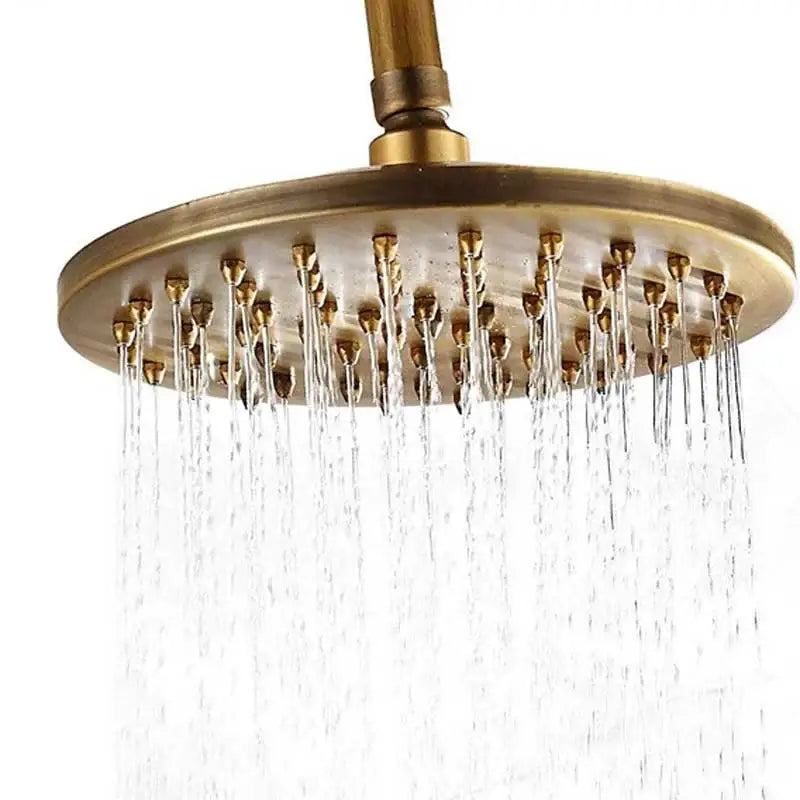 Antique brass shower faucet set with handheld sprayer bathroom rainhead