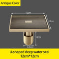 Antique brass square bath drain strainer bathroom slatted floor grate