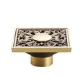 Antique brass square fish carved floor drain bathroom strainer