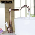 Antique brass kitchen faucet with ceramic handle