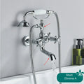 Antique brass telephone shape bathtub faucet bathroom floral handles