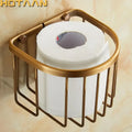 Antique brass toilet paper holder bathroom wall mounted rack