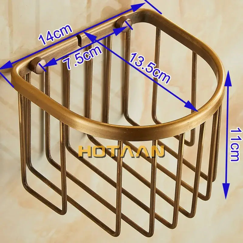 Antique brass toilet paper holder bathroom wall mounted rack