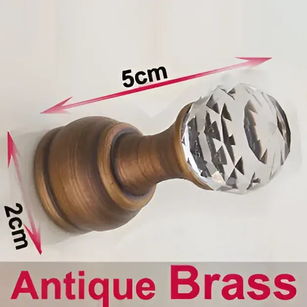 Antique brass wall clothes rack crystal knob bathroom hanger
