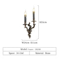 French vintage antique brass wall sconce living room triple light