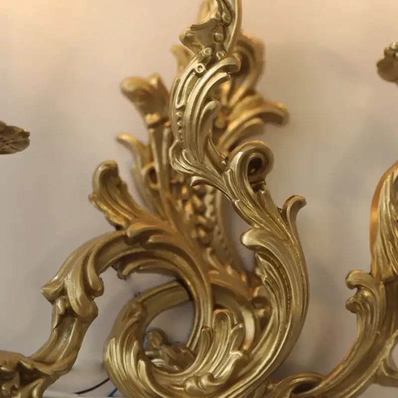 French vintage antique brass wall sconce living room triple light