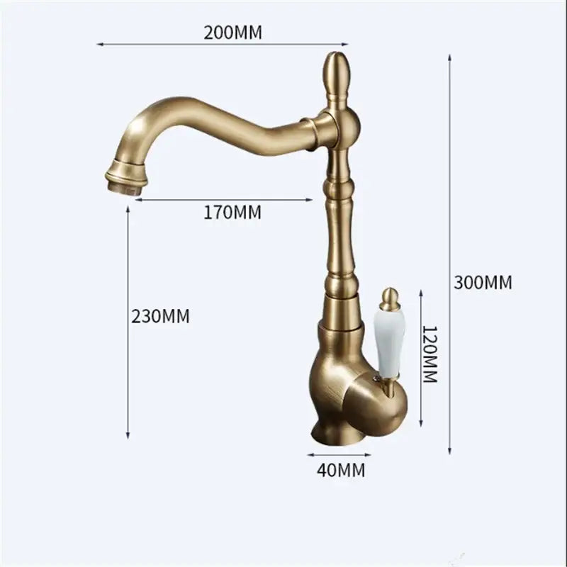 Antique bronze basin faucet with ceramic handle for kitchen