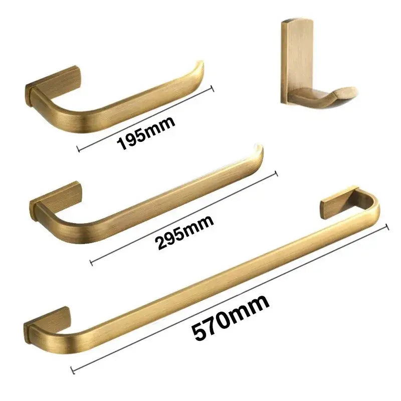 Modern antique bronze bathroom accessory set with towel rack and brush