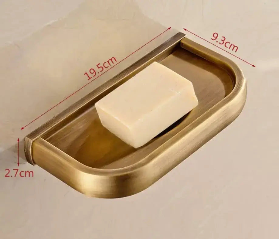 Modern antique bronze bathroom accessory set with towel rack and brush