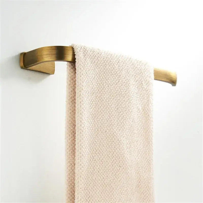 Modern antique bronze bathroom accessory set with towel rack and brush