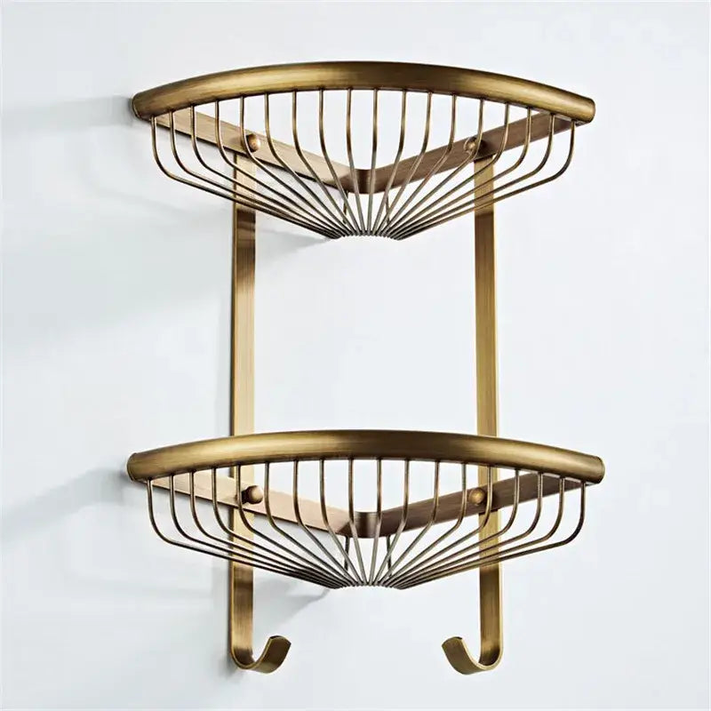 Modern antique bronze bathroom accessory set with towel rack and brush