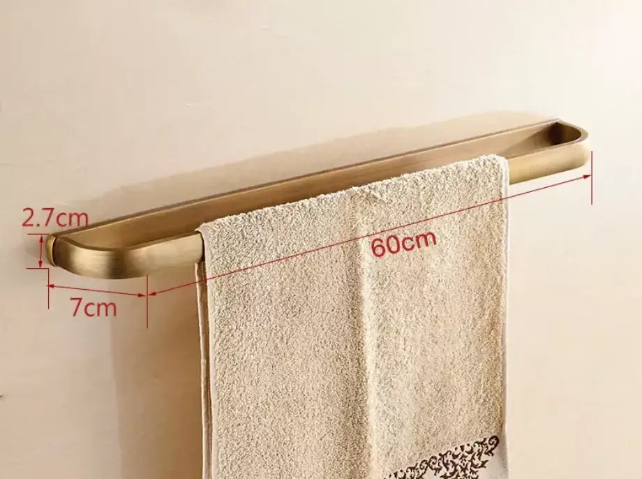Modern antique bronze bathroom accessory set with towel rack and brush