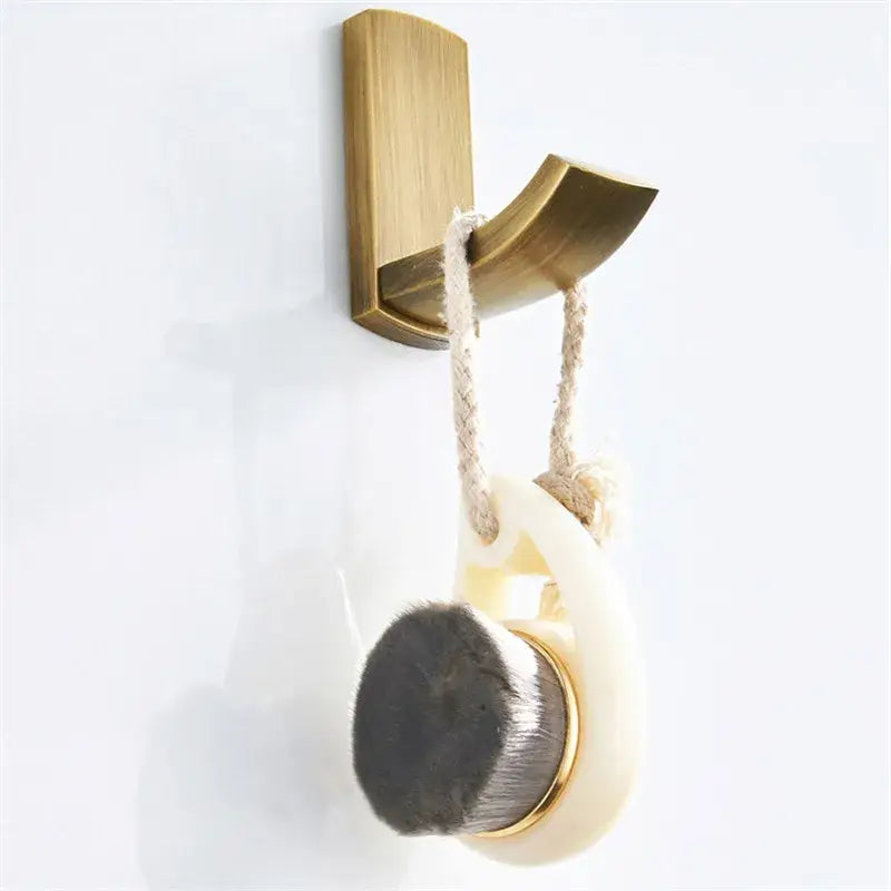 Modern antique bronze bathroom accessory set with towel rack and brush