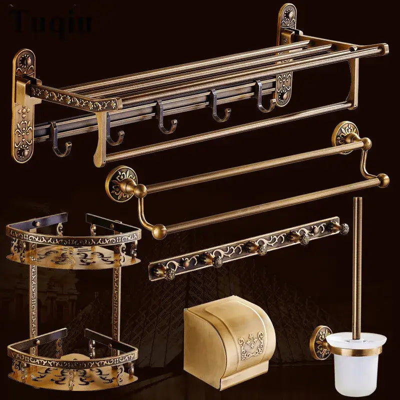 Antique bronze floral bathroom accessories set – bathroom hardware